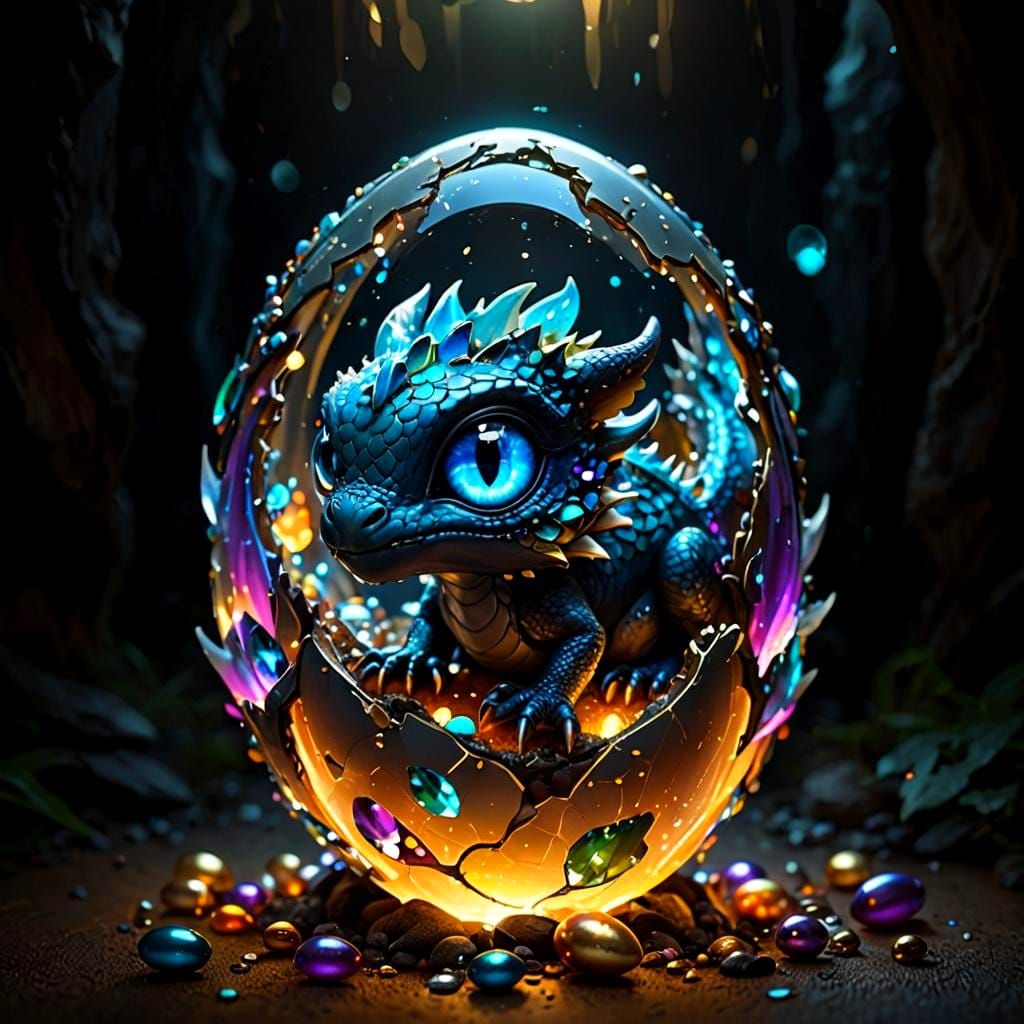 Baby Dragon Hatching  by @Gina Starr