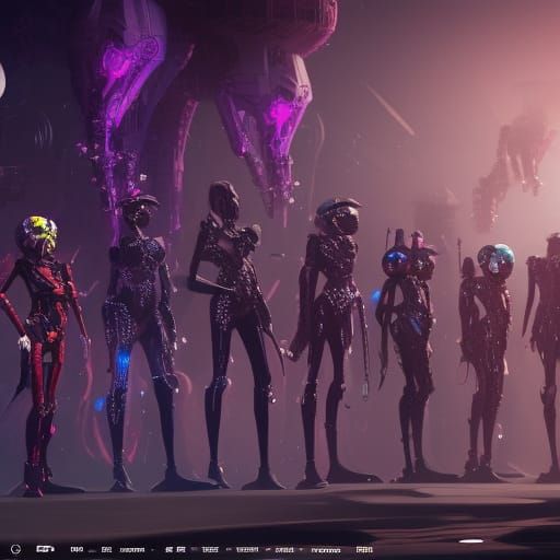 Galactic cyborg fashion show - AI Generated Artwork - NightCafe Creator