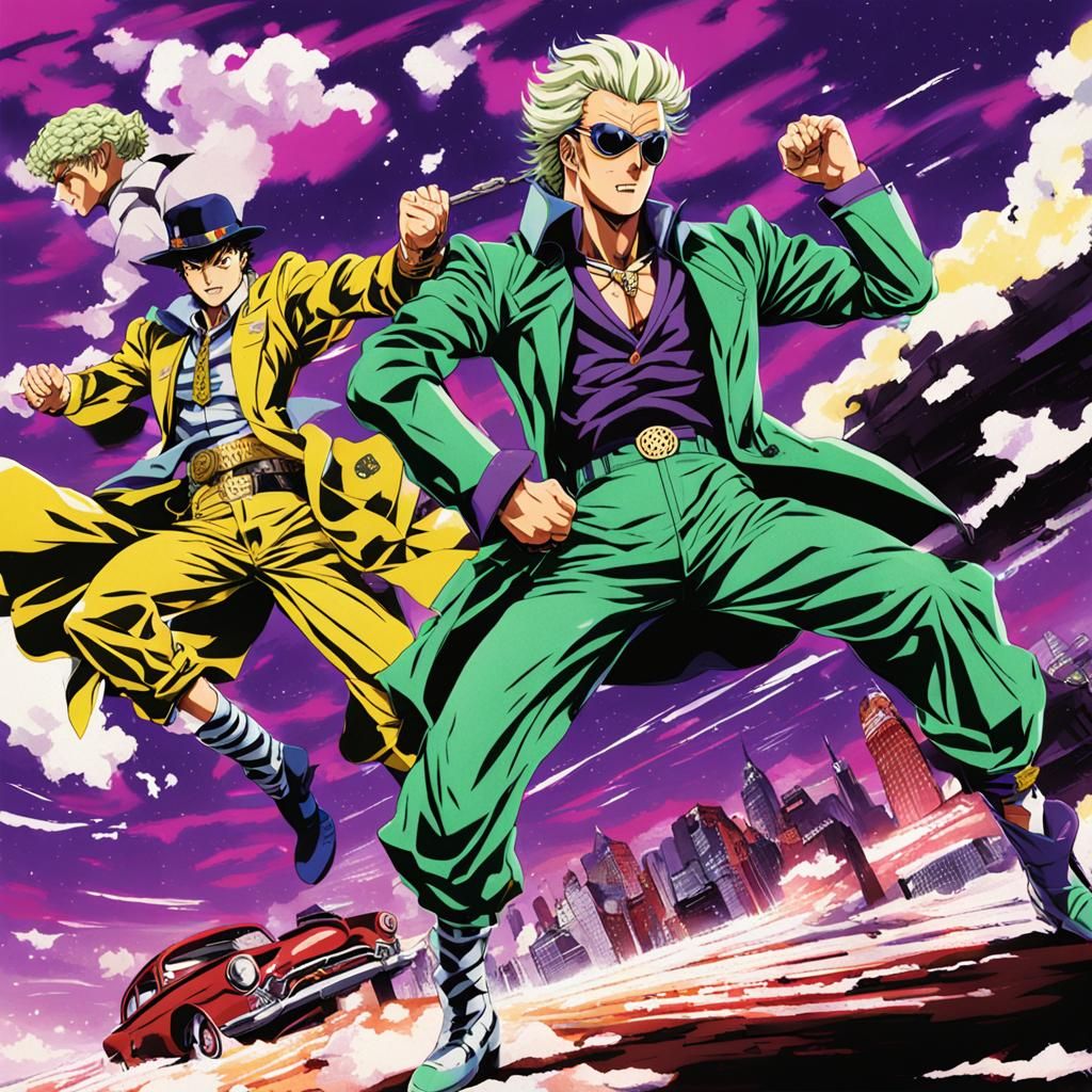 jojo's bizarre adventure , reo speedwagon fighting tonpetty - AI ...