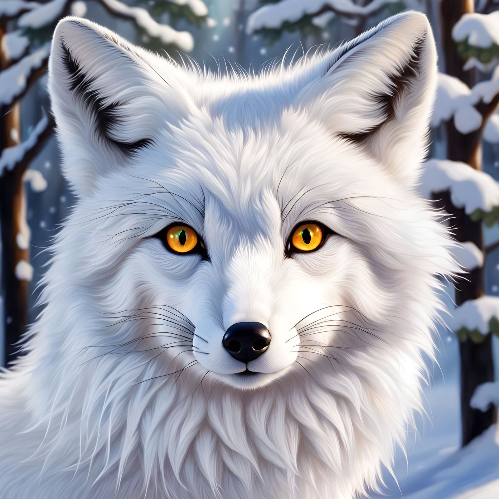 Winter White Fox - AI Generated Artwork - NightCafe Creator