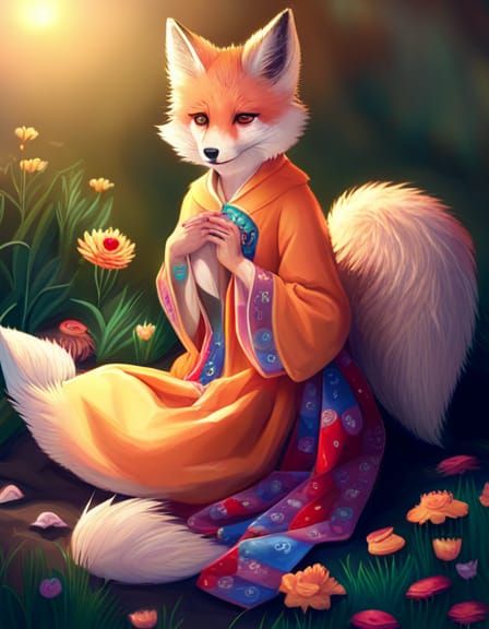 Fox with a kimono - AI Generated Artwork - NightCafe Creator
