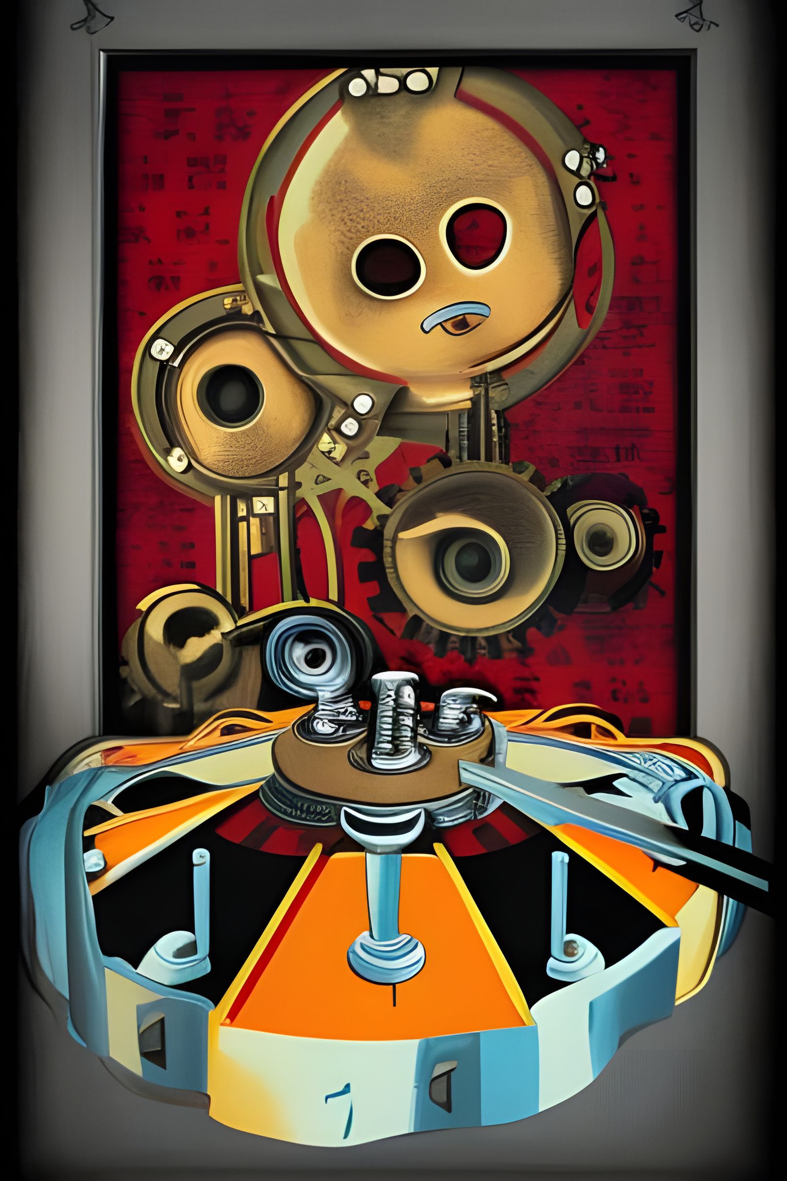 tambourine band splash art gouache retroism retro steampunk AI