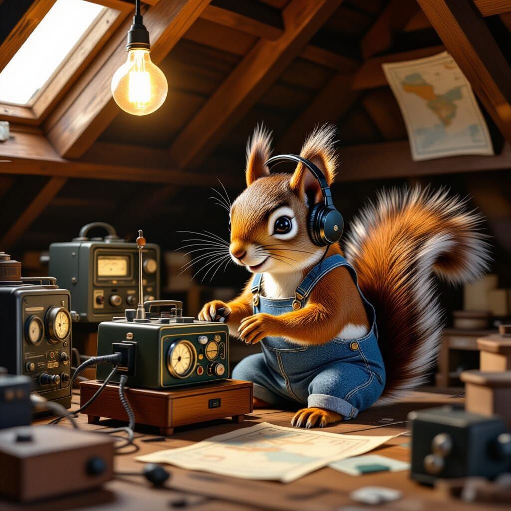 Squirrel using a HAM radio  by @Chris Stagg