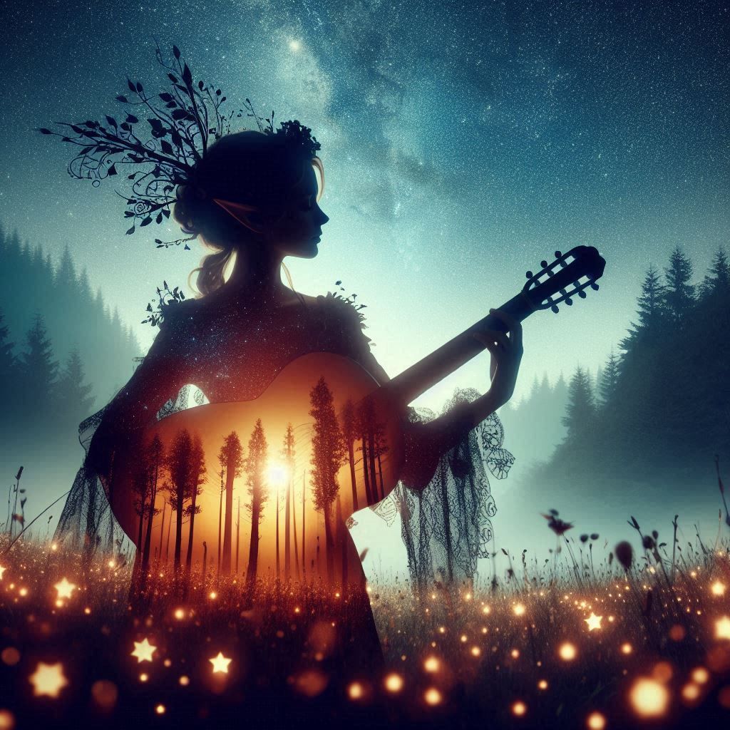 Wood Elf Fizzy playing lute