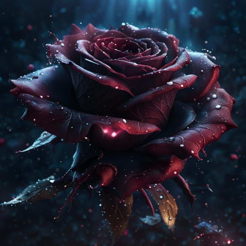 a beautiful dark rose falling apart /well detailed background with ...