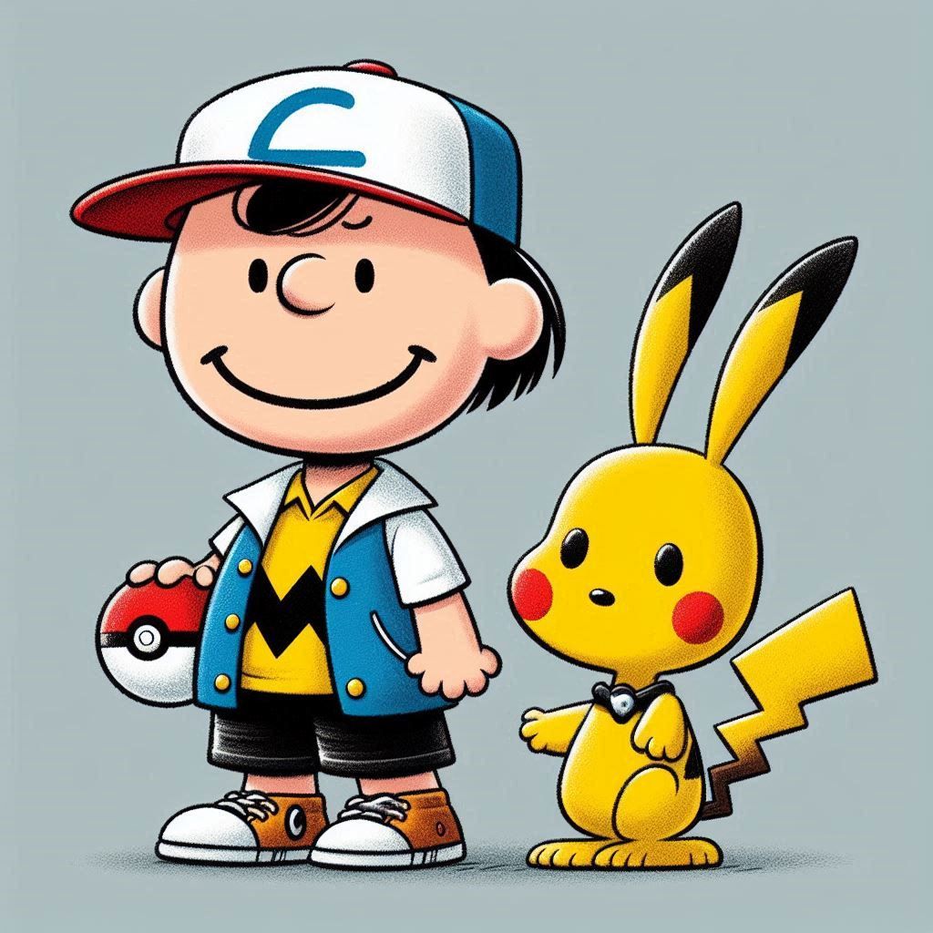 Ash and Pikachu as Peanuts