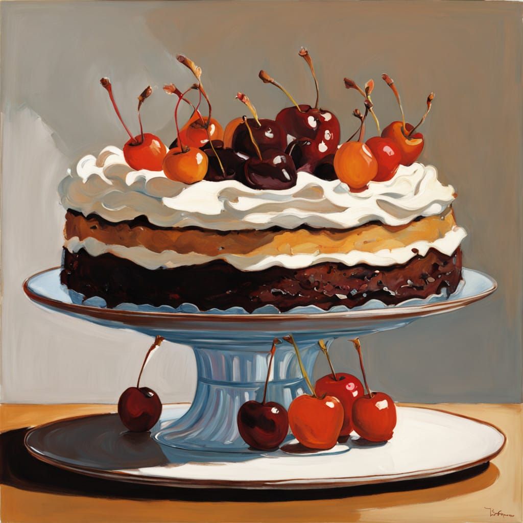 Black Forest Gateau - Rich Black Forest Gateau on Golden Woo...