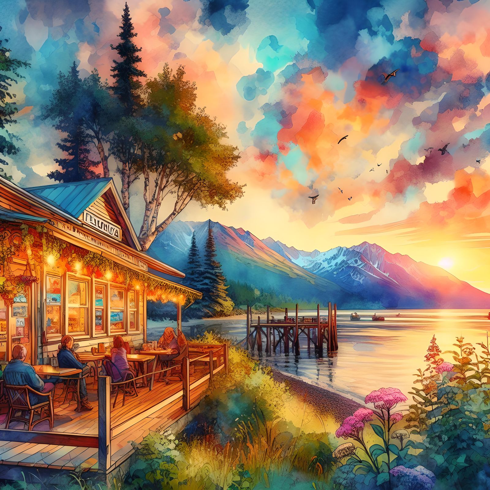 Cafe at Sunset