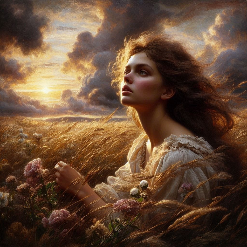 The golden hour sitting in the wheat