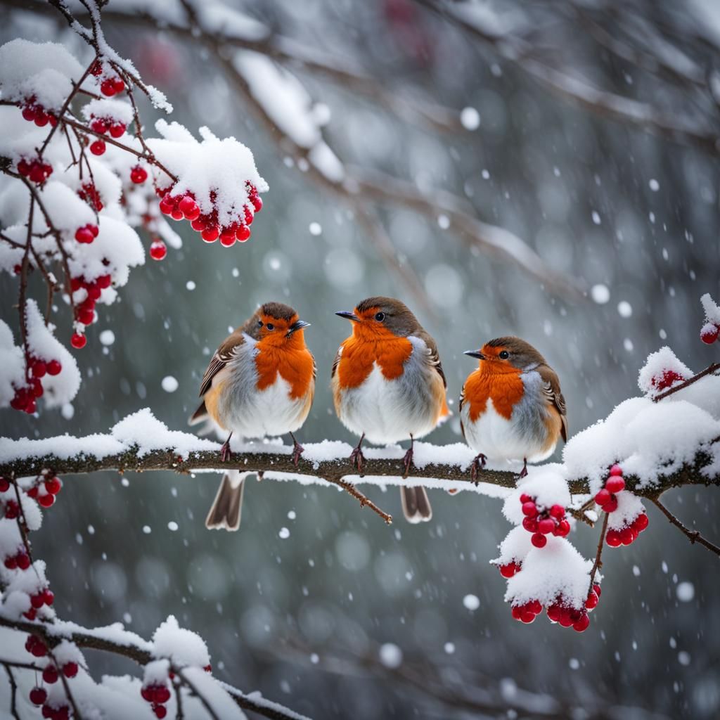 Hungry robins  by @Castorix