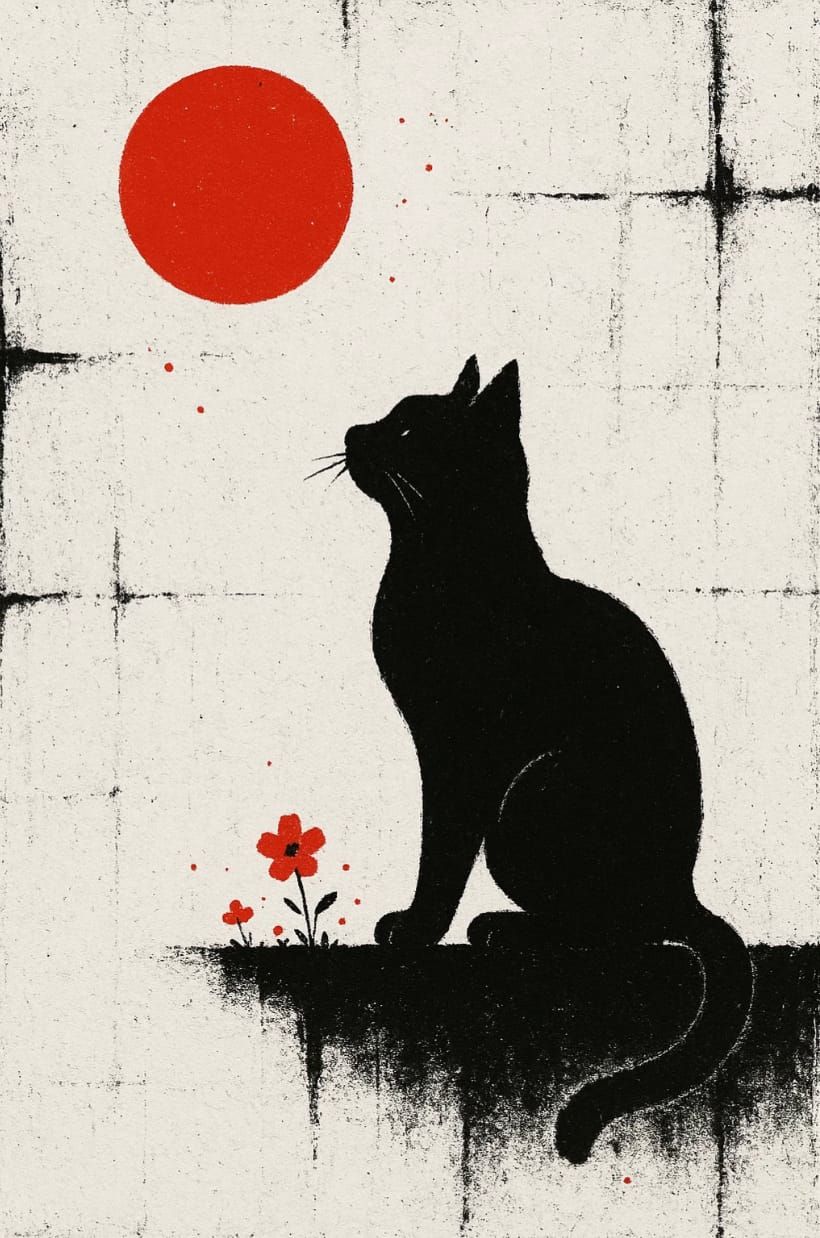 Silhouette Cat and Sun