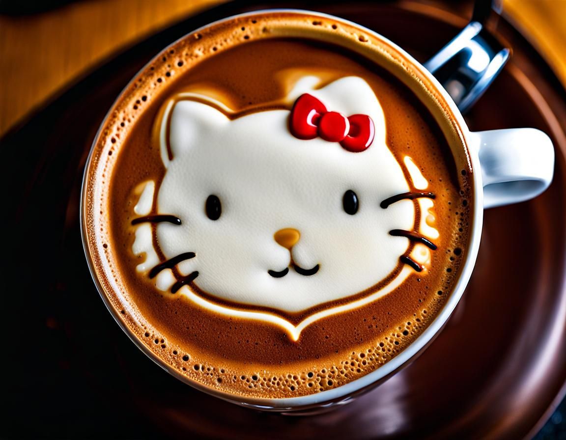 Hello kitty face latte