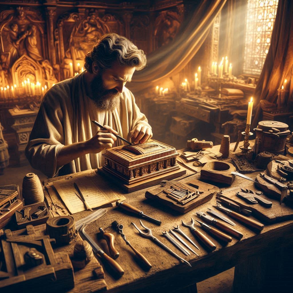 Bezalel making the Ark of the Covenant