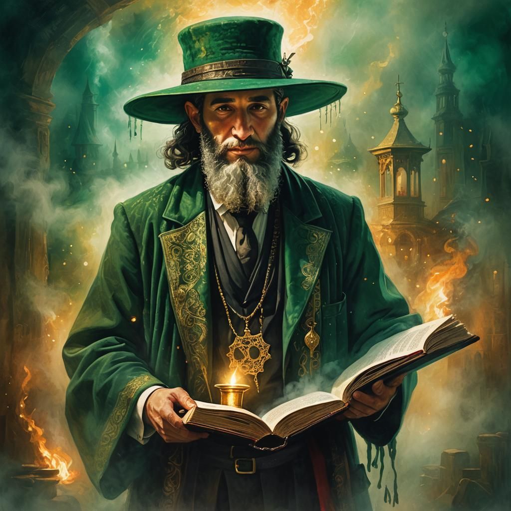 Hasidic Man Holding Torah Book in Fantasy Art