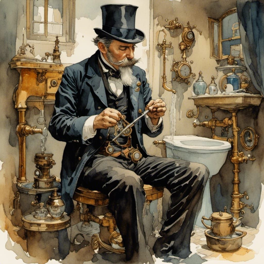 <lora:RomanticWatercolor:1.0> A professional man doing his m...