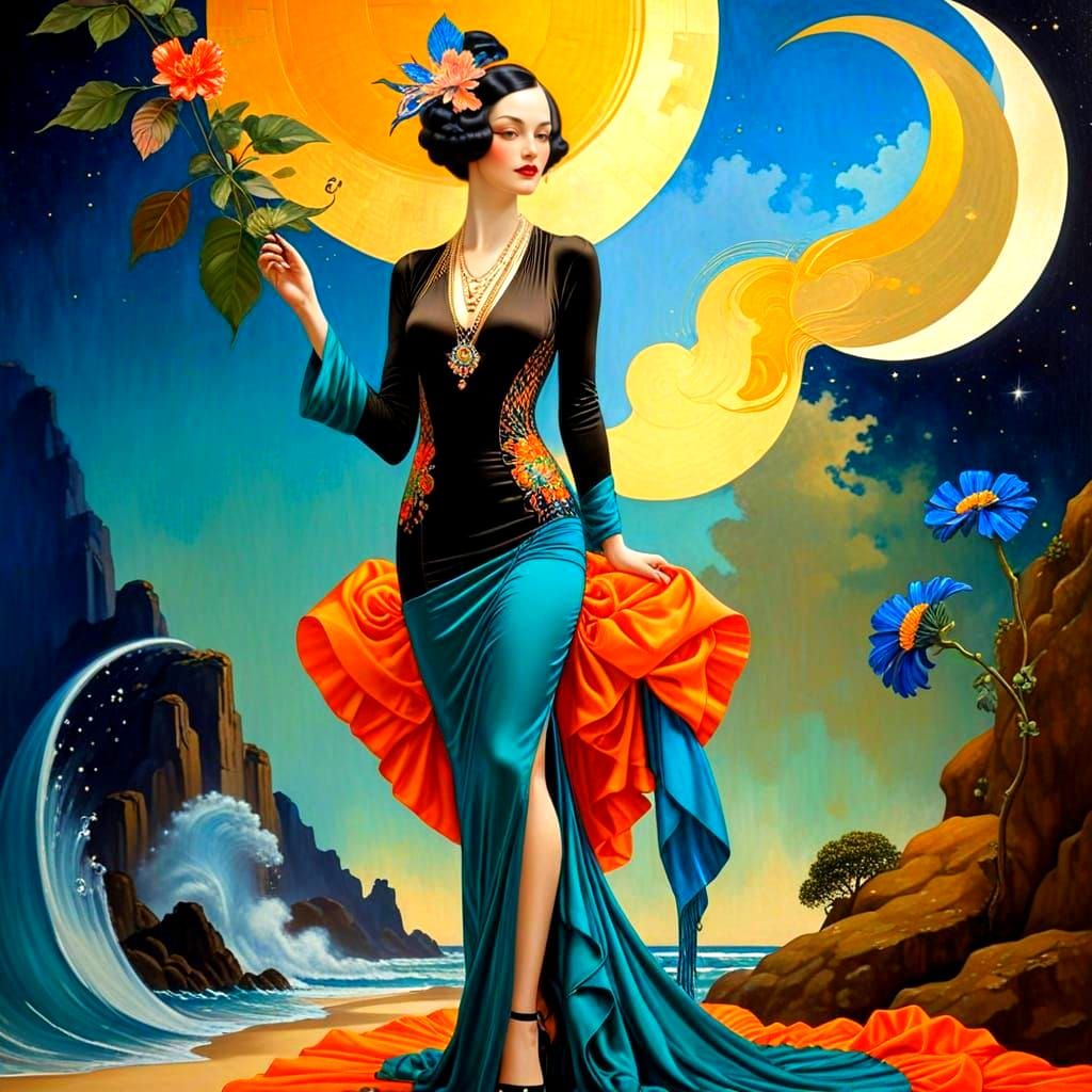 Surreal Art Deco Ladies in Extravagant Outfits