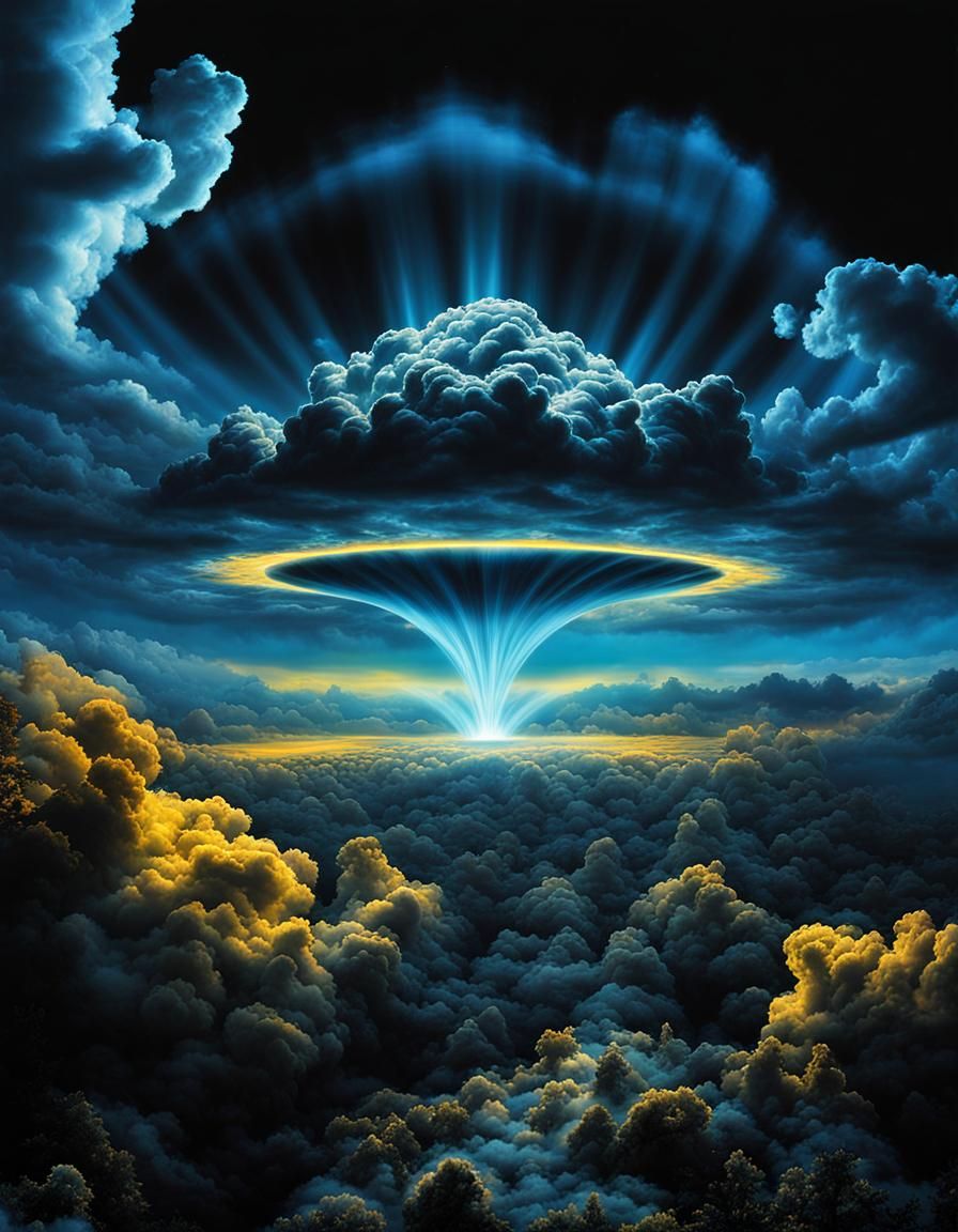 Time-space vortex between clouds
