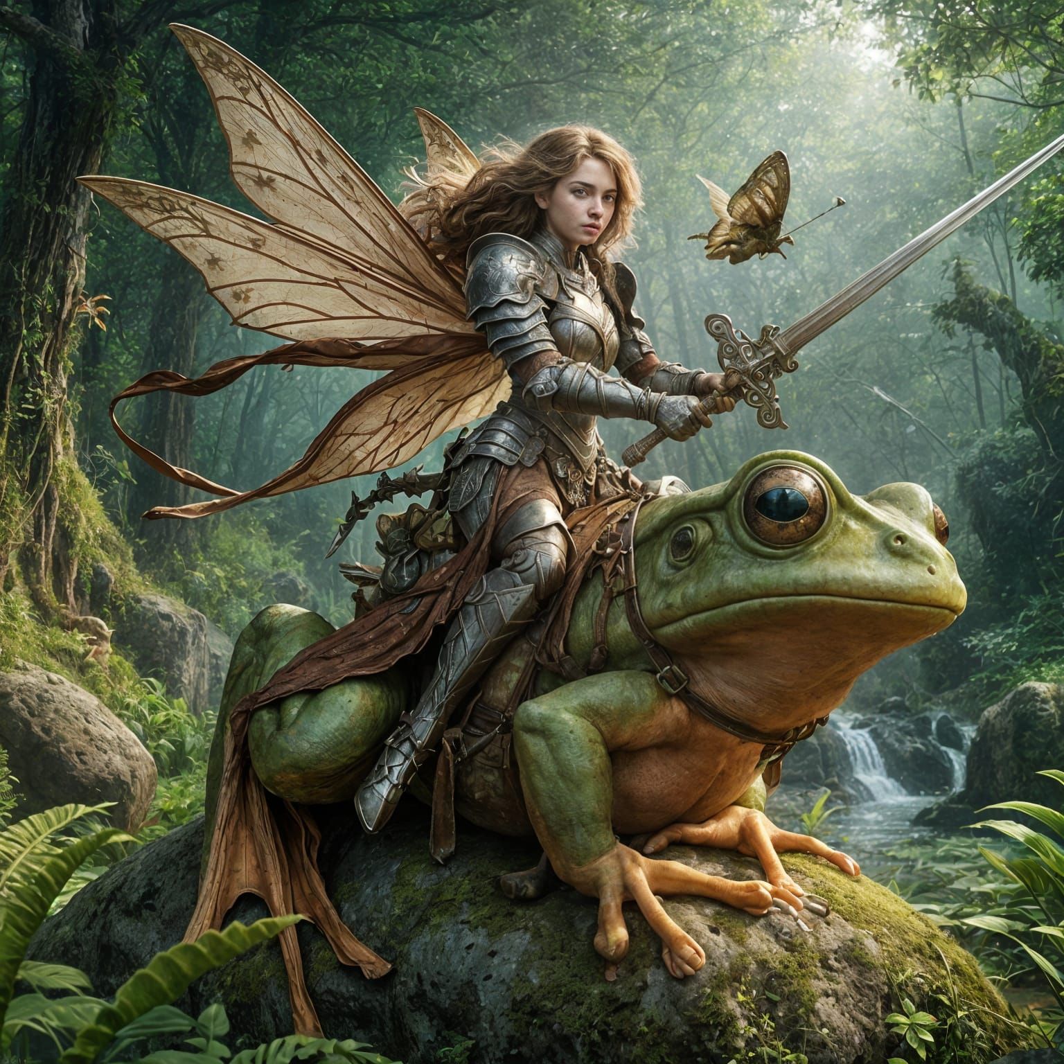 Fairy warrior riding frog