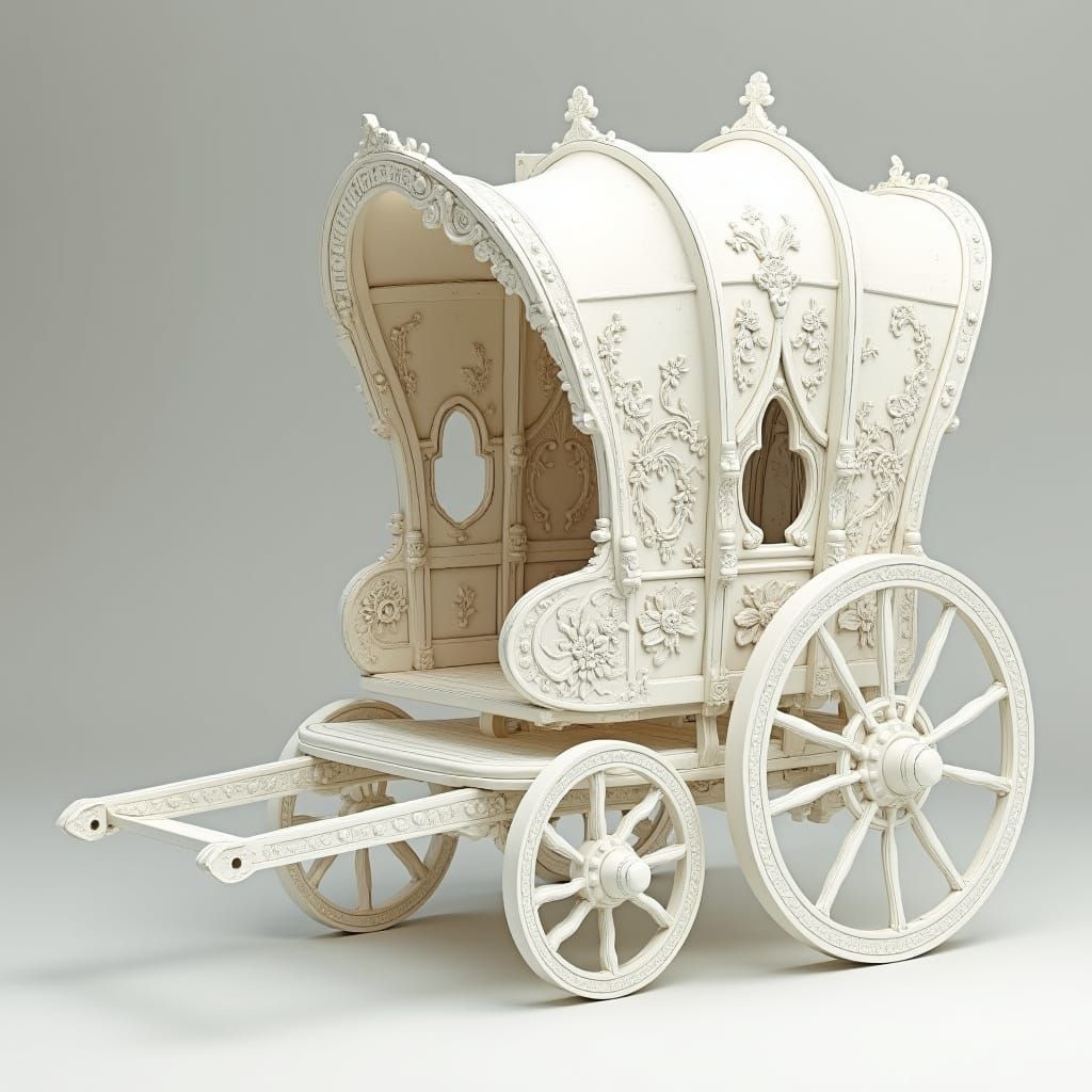 Vintage Gypsy Vardo Caravan in Whimsical Art Style