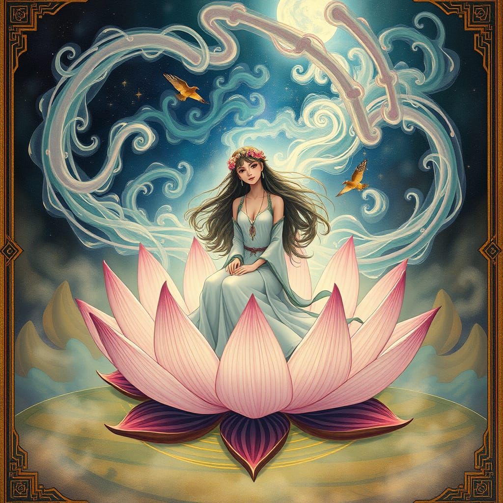 Enchanted Lotus Goddess in a Dreamlike Realm