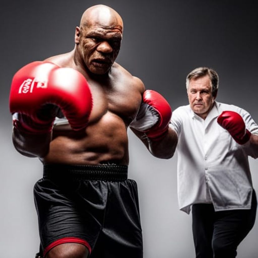 mike tyson shadow boxing with a muscle bound demon from hell AI Generated Artwork NightCafe