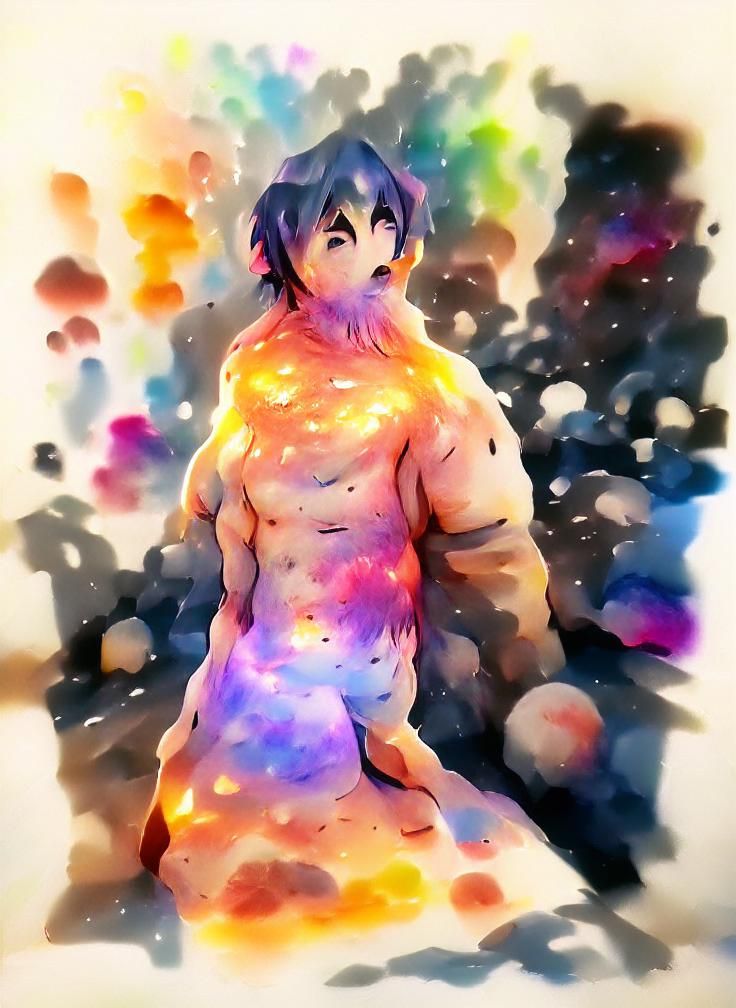 A man melts into the galaxy around him