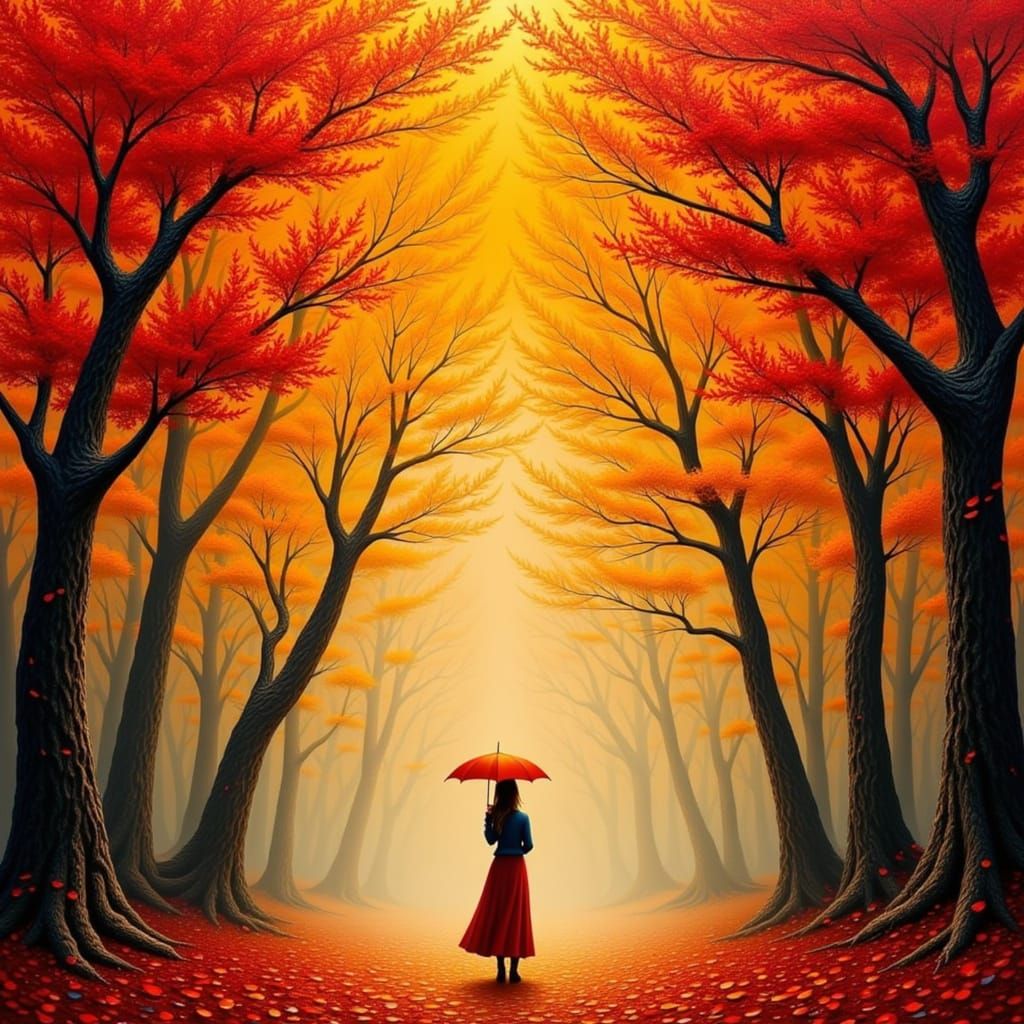 <lora:Autumn Colors:1.0> A vibrant and dynamic airbrush artwork, masterfully executed with bold and expressive brush strokes. At the center,...