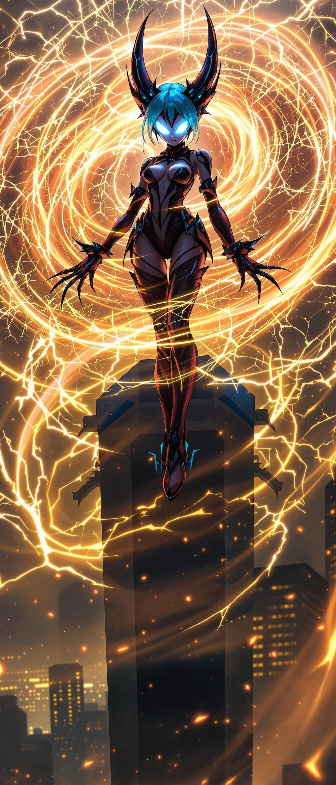 "Sonica, the Sonic Siren"
Hatsune Miku, once a beloved virtual diva, has transformed into Sonica, a supervillain ...  by @MeteorStorm2018