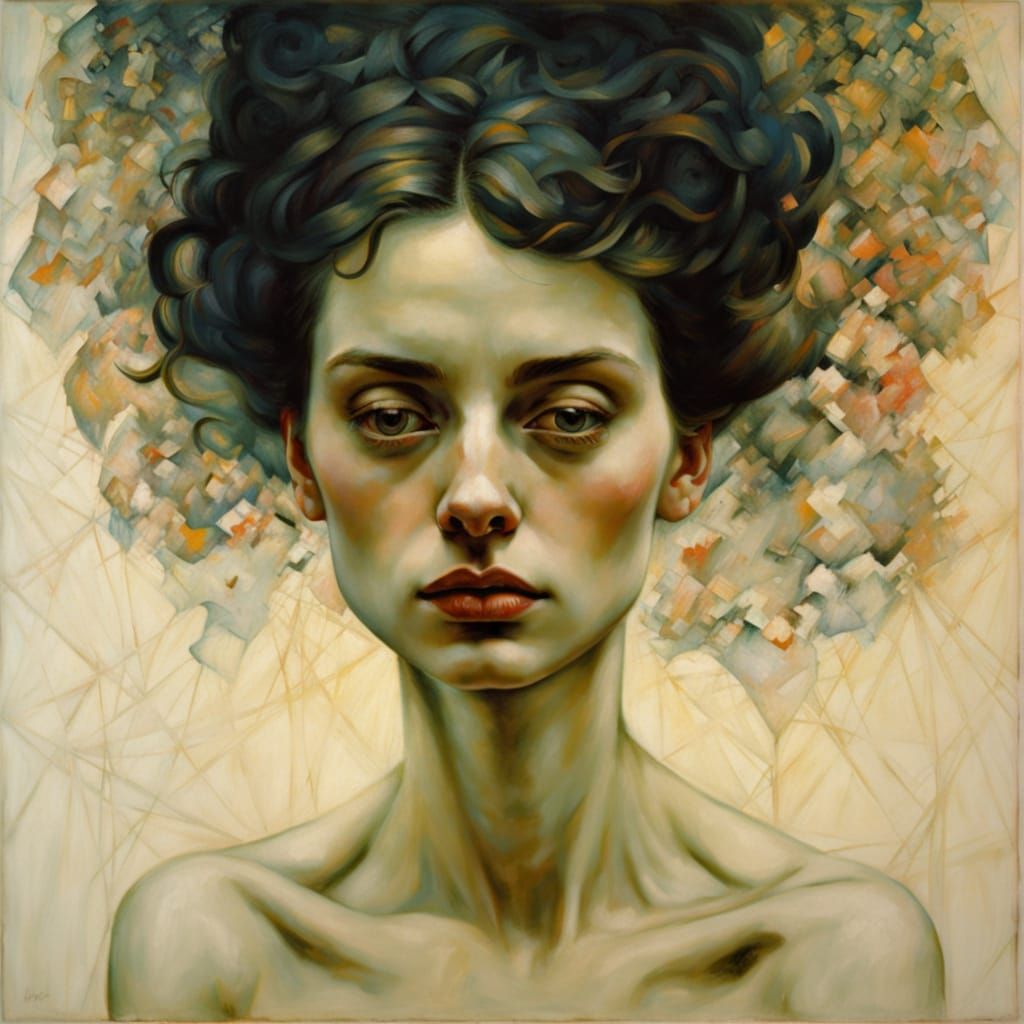 Eerily Fragmented Twilight Portrait in Expressive, Photoreal...