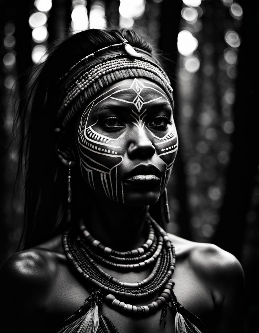 chiaroscuro style beautiful tribal Finish women portait, for...