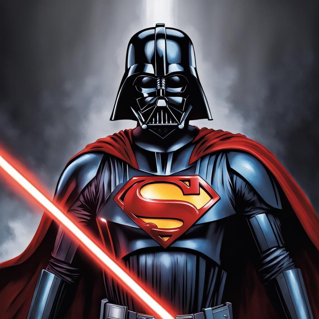 Superman as Darth Vader with helmet, superman colors 
