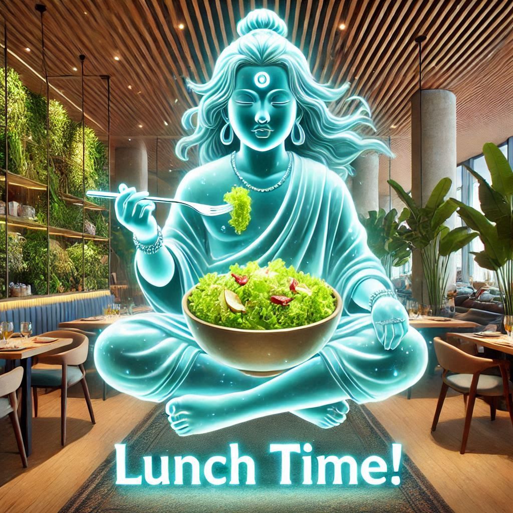 Miroku enjoying a salad