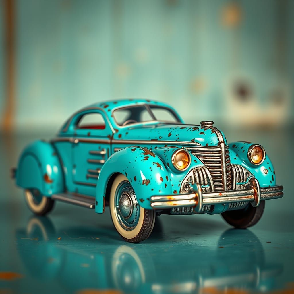 A turquoise toy car  by @ScottJamz