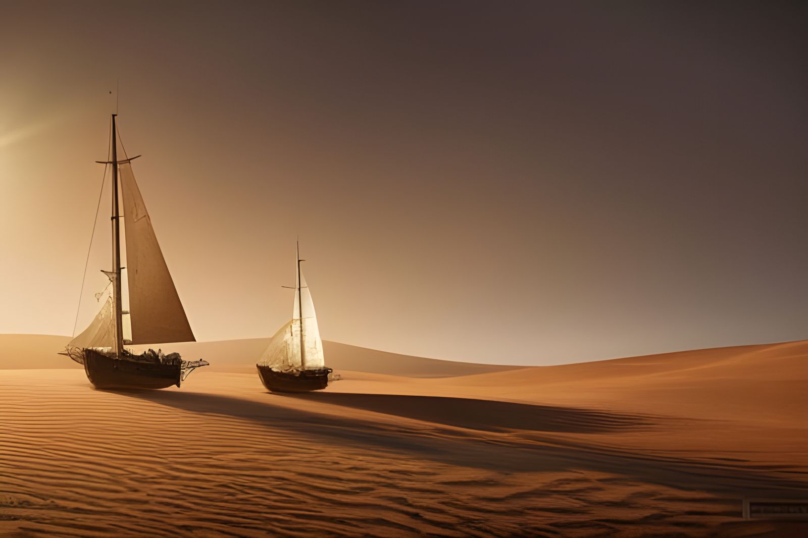 Two sailboats in the middle of the desert  by @avionesplateados 