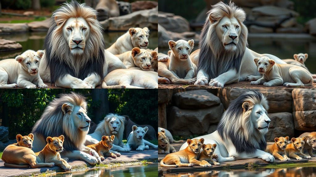 A  white lion, with ,familly