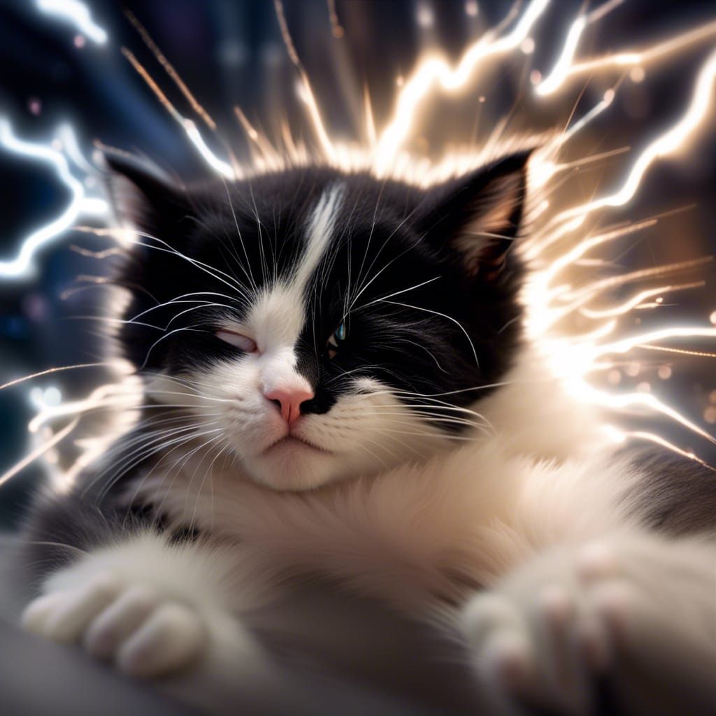 Domino the electric kitten AI Generated Artwork NightCafe Creator