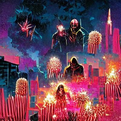 Fireworks over Darksynth city Marvel Comics