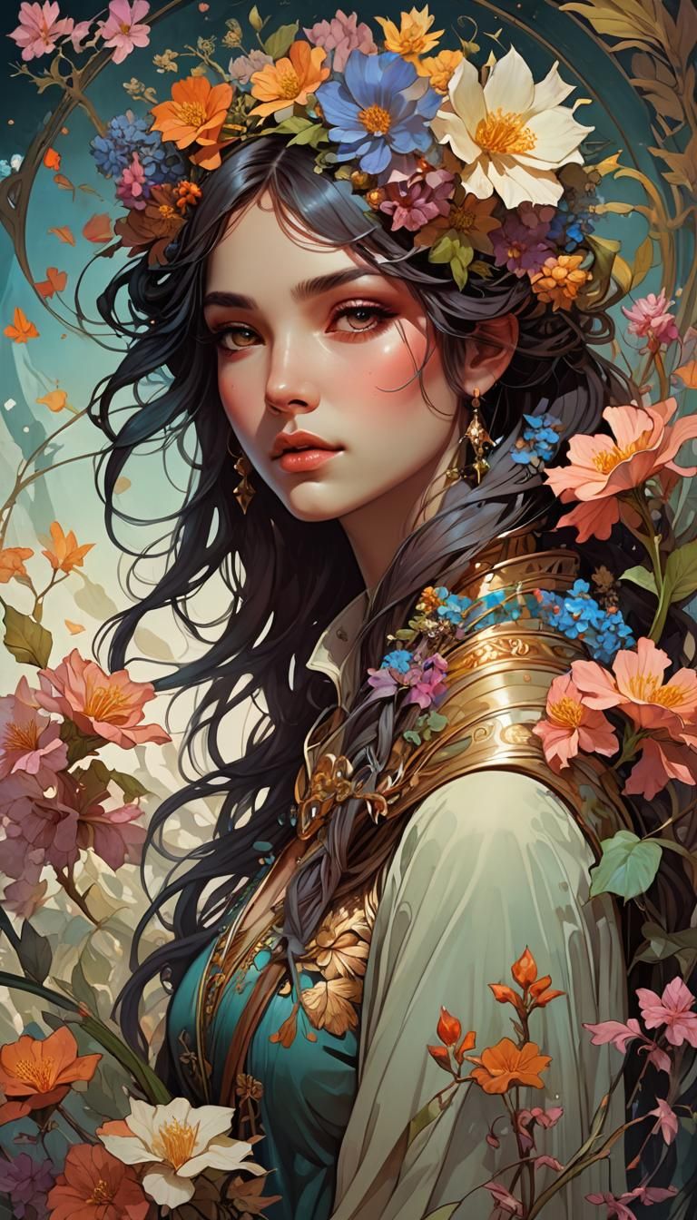Fantasy_goddess_of_flowers_fantasy illustration_detailed pai...