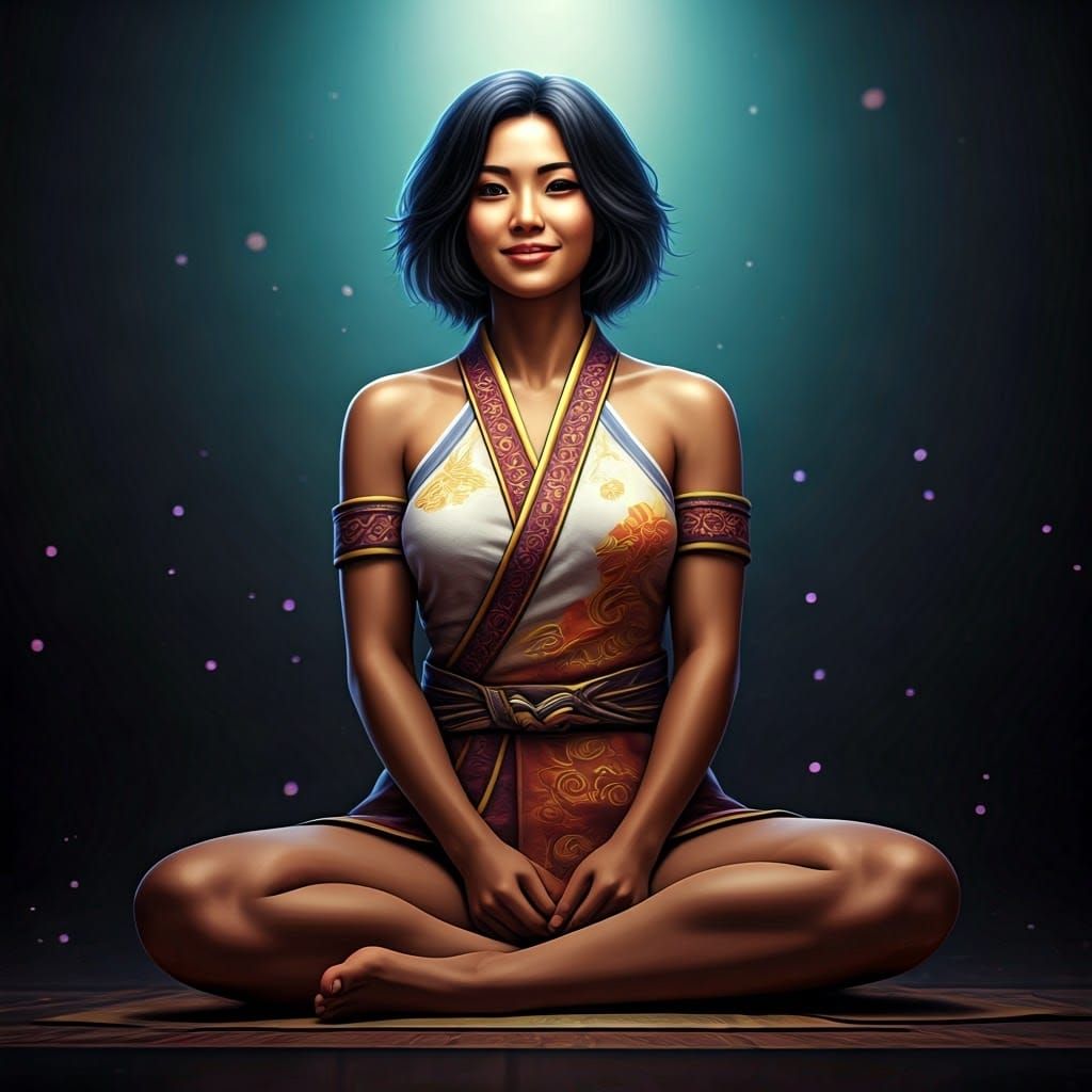 Southeast Asian Goddess in Radiant Wariza Pose