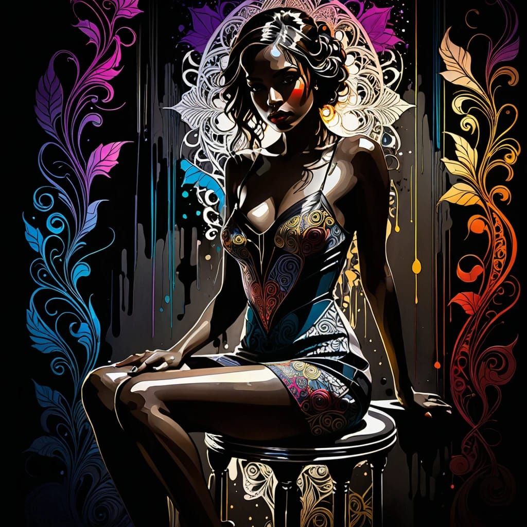 Ethereal Woman in Nouveau Art Florals