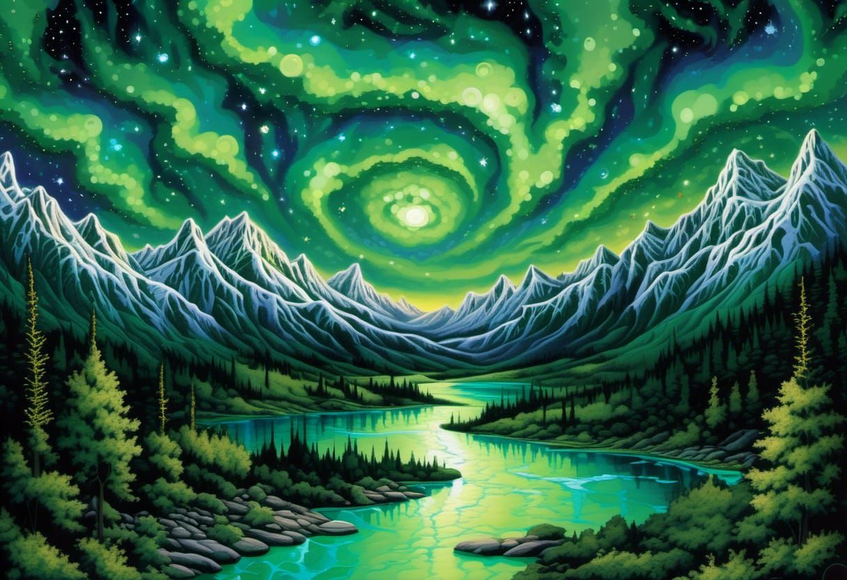 Green landscape <lora:Bioluminescent craft:1.0> 