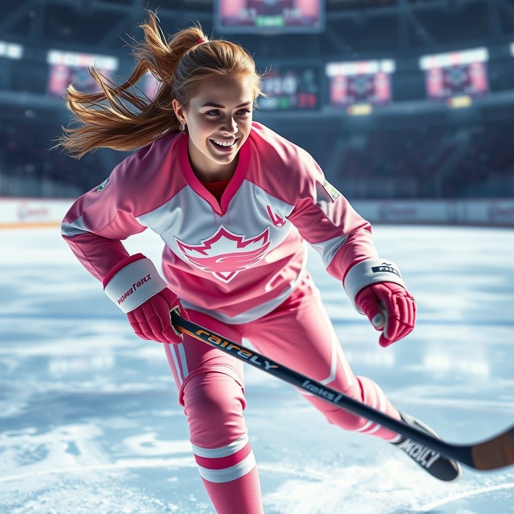 Effortless Hockey Player in Motion on Icy Rink