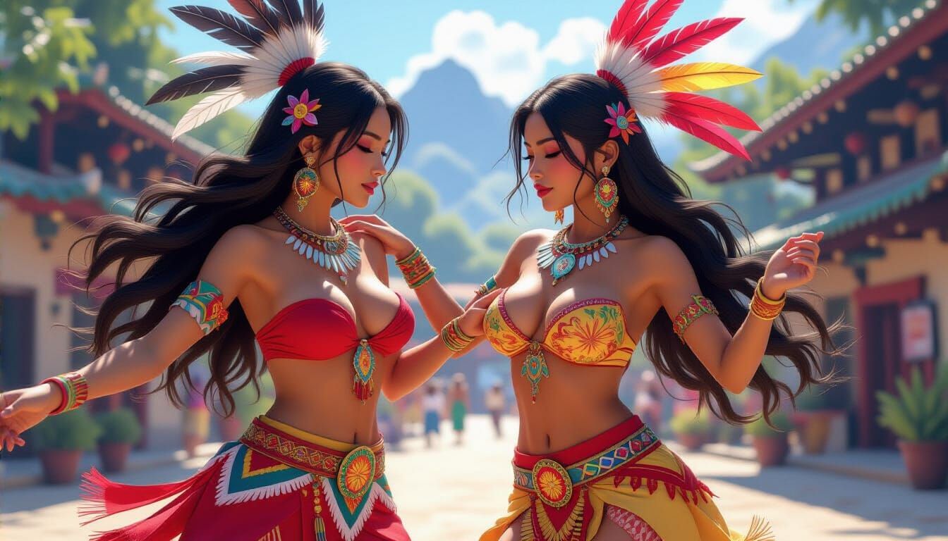 Colombian indigenous dancing in her town. #woman