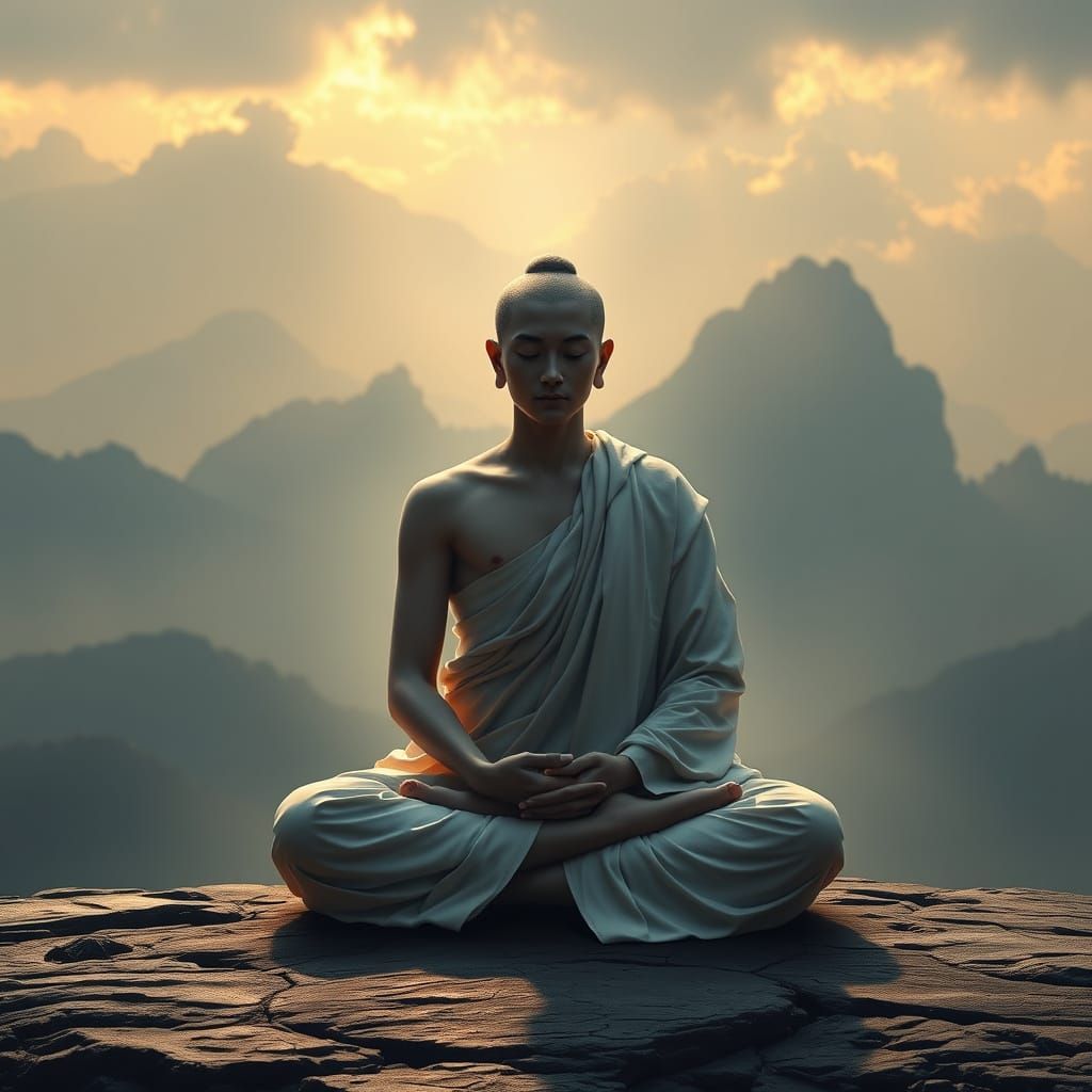 Transcendent Monk in Contemplation of the Human Condition