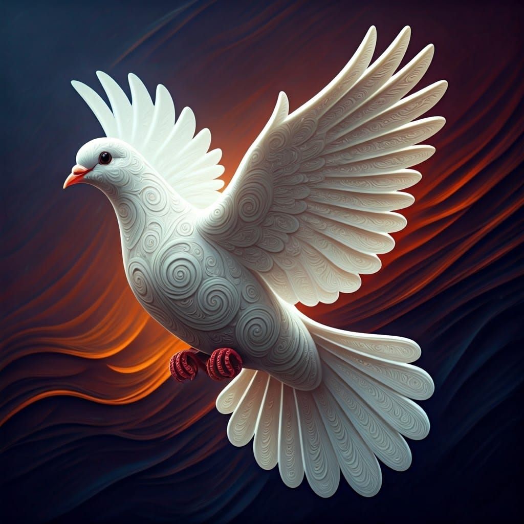 White Flocking Swirl Dove  by @Thomas