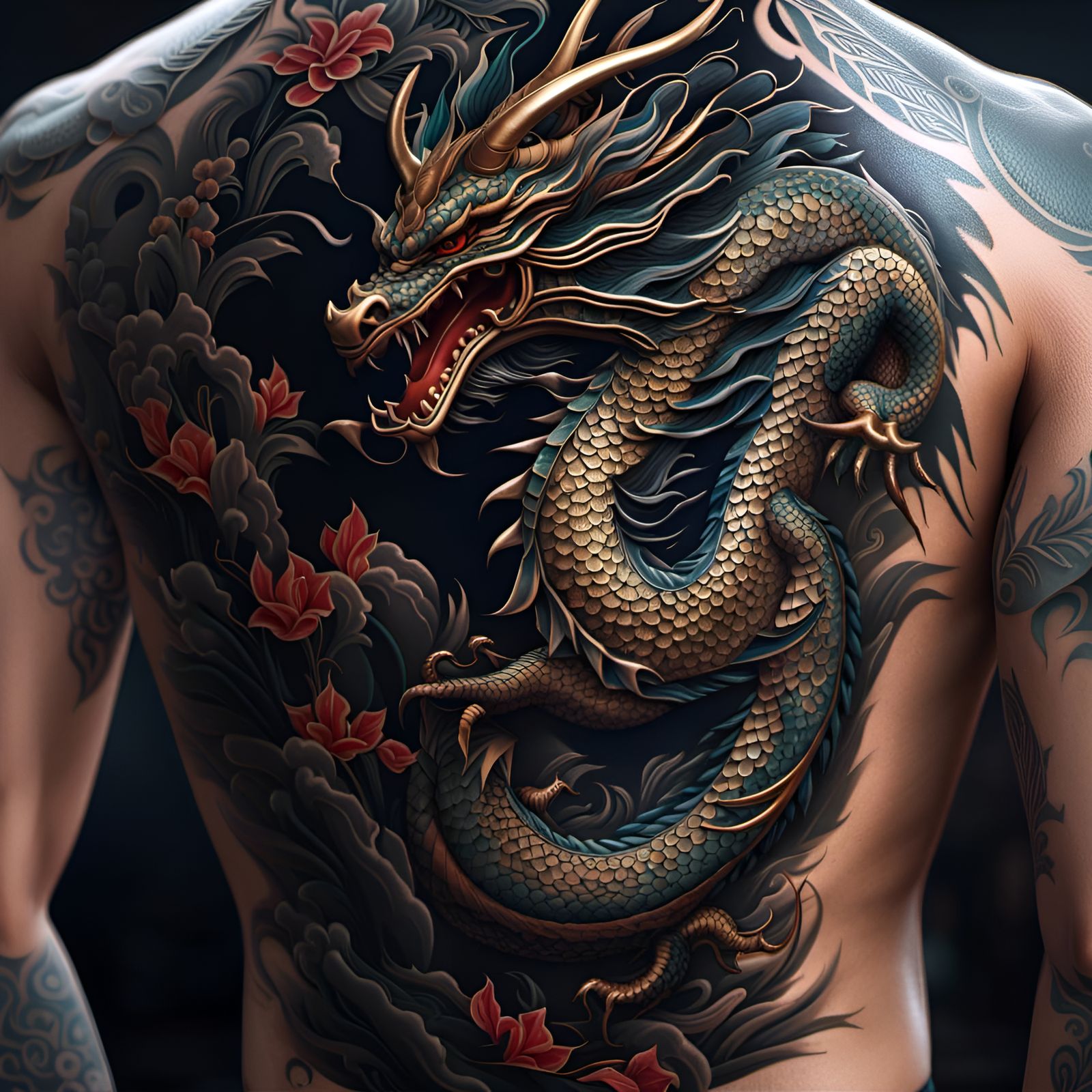 Dragon Tattoo  by @Shr00m
