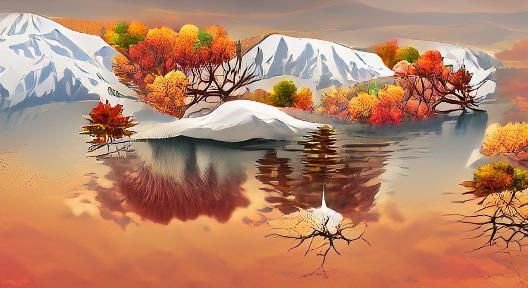 Landscape, Digital illustration, Hyper-Detailed, autumn tree...
