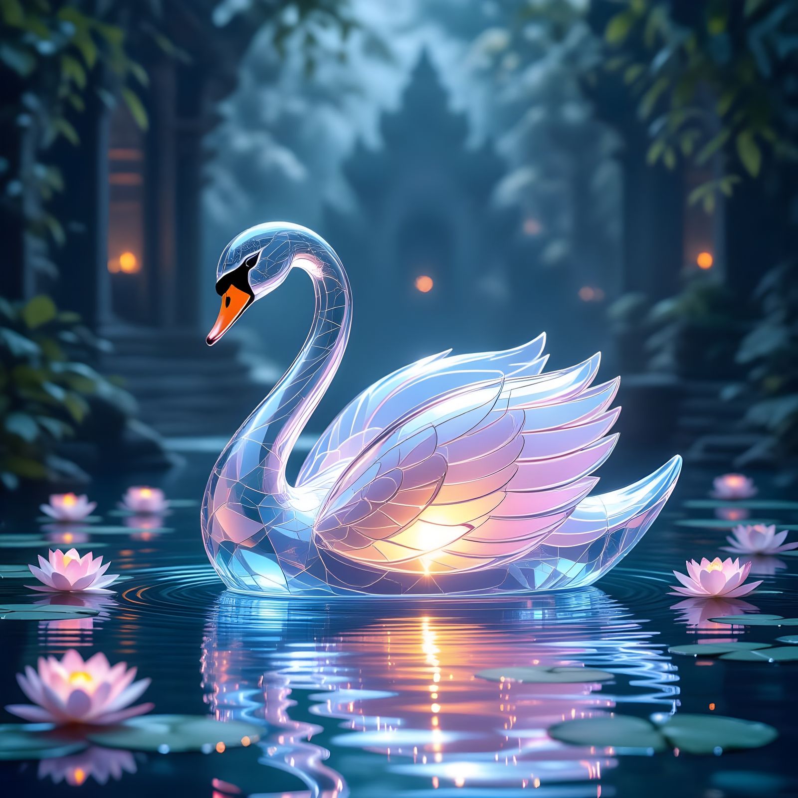 「玲瓏白鳥」Crystalline Swan  by @Yuugitsune