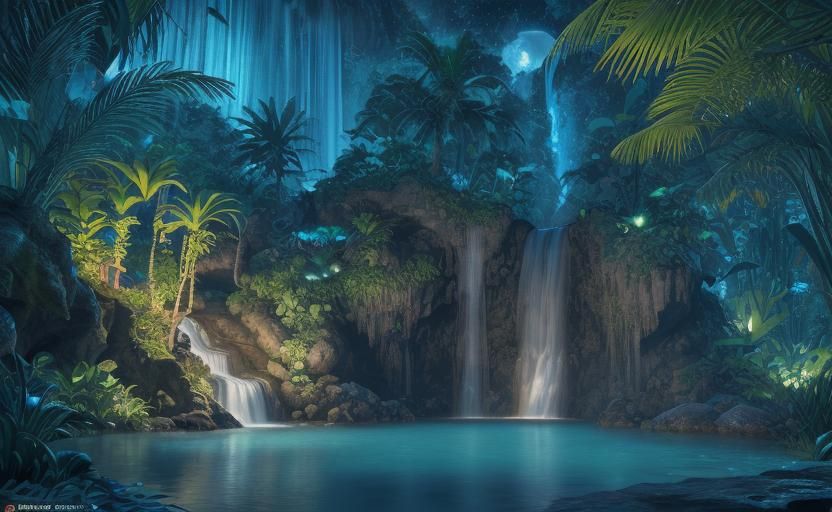 Moonlit Tropical Lagoon  by @Doctor Mortose