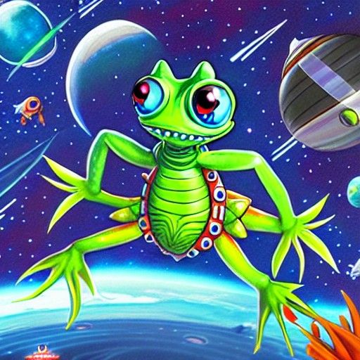 Murloc in space - AI Generated Artwork - NightCafe Creator